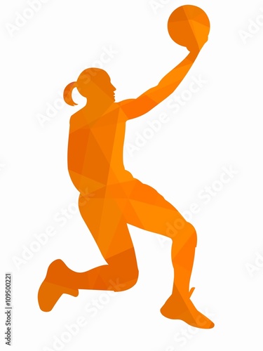 silhouette female basketball player, vector drawing