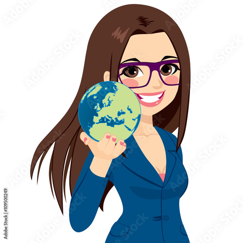 Businesswoman Holding World