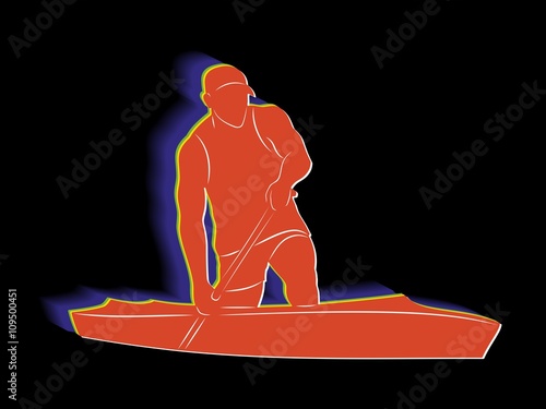 silhouette of canoeist , vector drawing