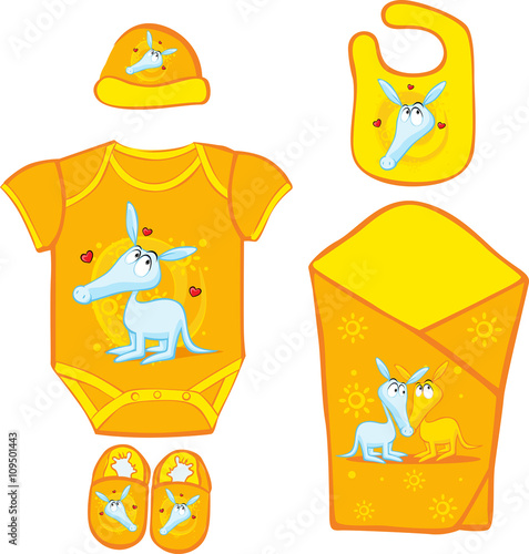 Baby Layette with cute ardvark - vector illustration