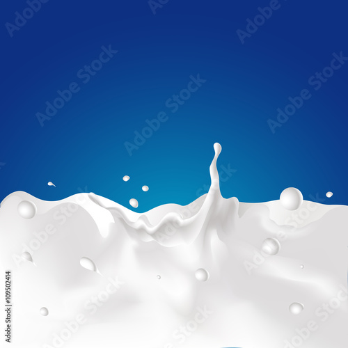 vector splash of milk - illustration with dark blue background