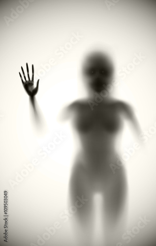 scary diffuse female silhouette realistic vector
