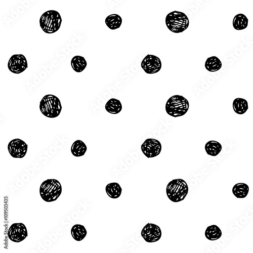 Seamless pattern with hand drawn polka dots