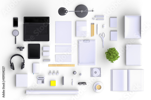 Set of variety blank office objects