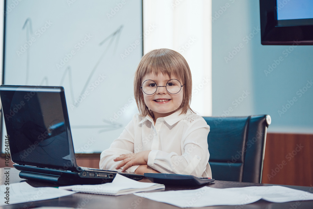Children businessmen are meeting in the office Children businessmen are meeting in the office