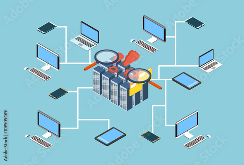 Database Server Search Data 3d Isometric Design
