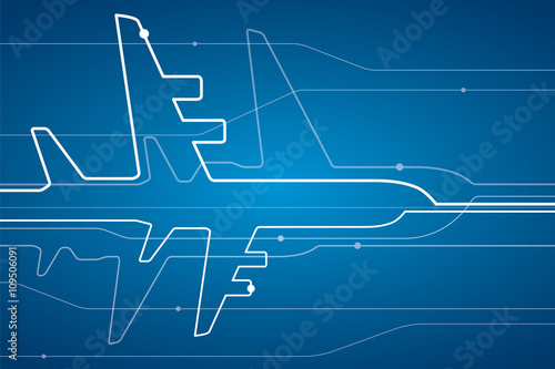 Abstract airplane white lines, vector design lines background, aviation wallpaper