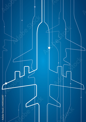 Abstract airplane white lines, vector design lines background, aviation wallpaper