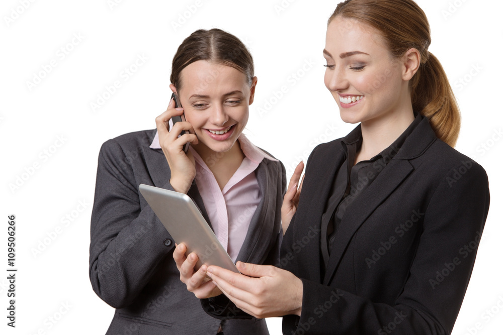 businesswoman with tablet and phone businesswoman with tablet and phone