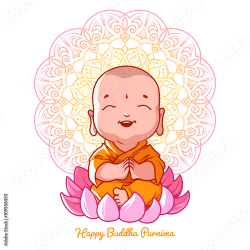 Little meditating Buddha on the lotus.