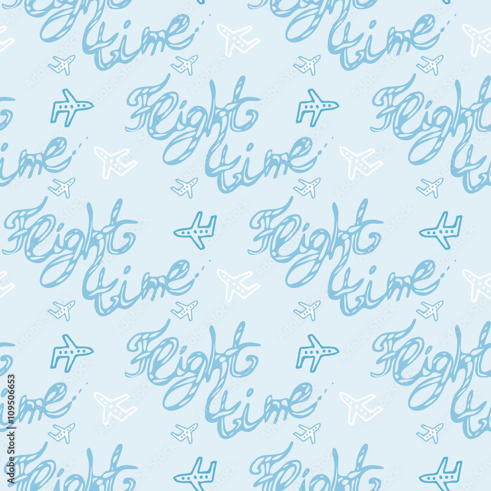 Flight time logo and vector seamless pattern. Flight time logo and vector seamless pattern.