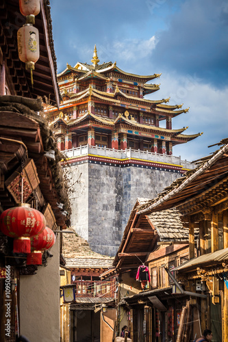 view of the golden temple in historical old town in chinese