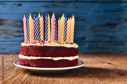 Canvas-taulu birthday cake with some unlit candles