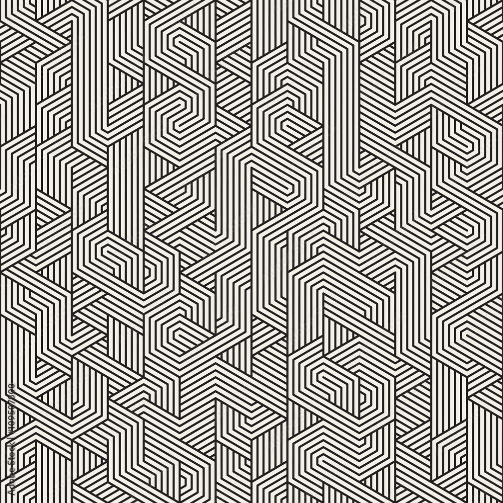 Vector Seamless Black And White Irregular Triangle Lines Geometric Pattern