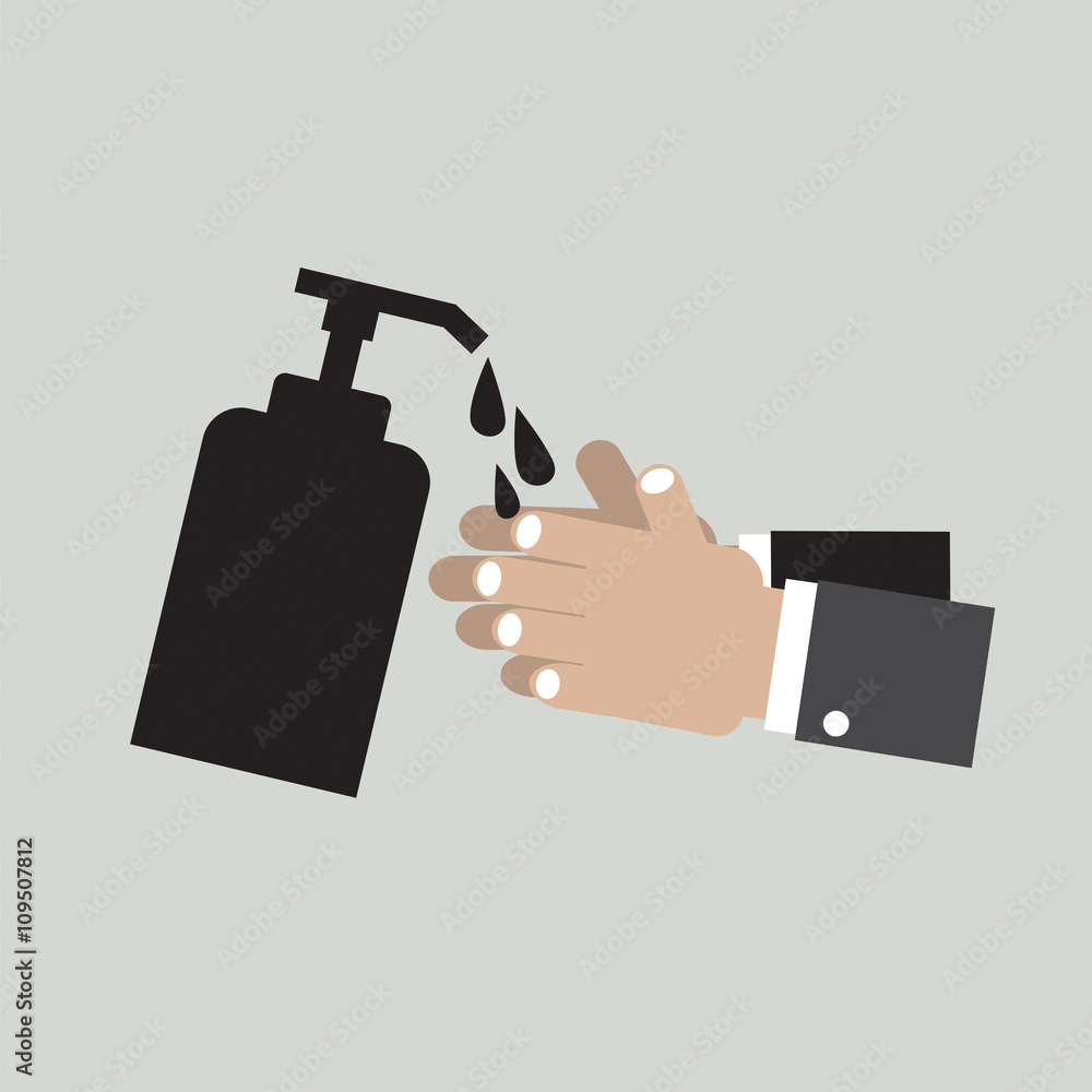 Squeezing Liquid Soap Vector Illustration. Squeezing Liquid Soap Vector Illustration.