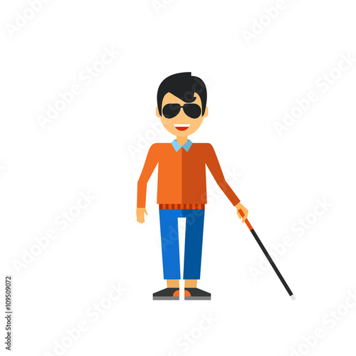 Blind man flat icon