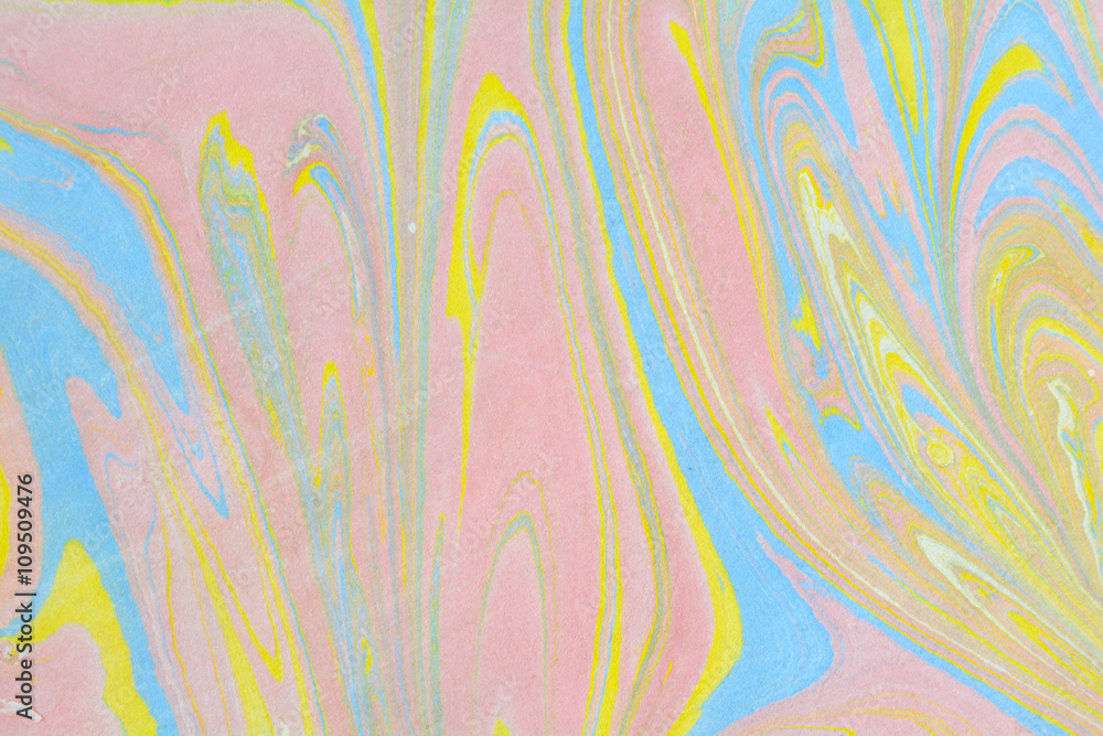 Ebru art. Traditional Turkish Ebru technique. Marbling painting on water transferred on highly textured paper or cloth. Color paint ebru with waves and tile pattern. Ebru art. Traditional Turkish Ebru technique. Marbling painting on water transferred on highly textured paper or cloth. Color paint ebru with waves and tile pattern.