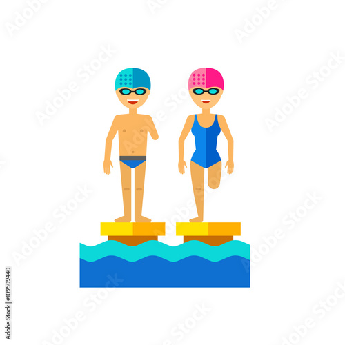 Swimmers with amputated limbs flat icon