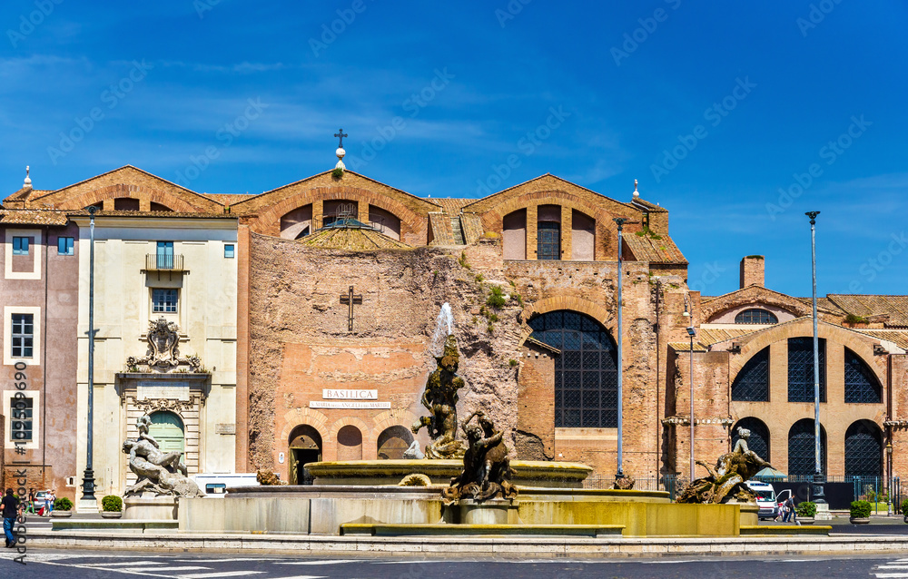 Fontana delle Naiadi and Santa Maria degli Angeli e dei Martiri Basilica in Rome