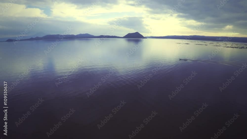 Beautiful aerial view of Taal Lake (blue tone) Beautiful aerial view of Taal Lake (blue tone)