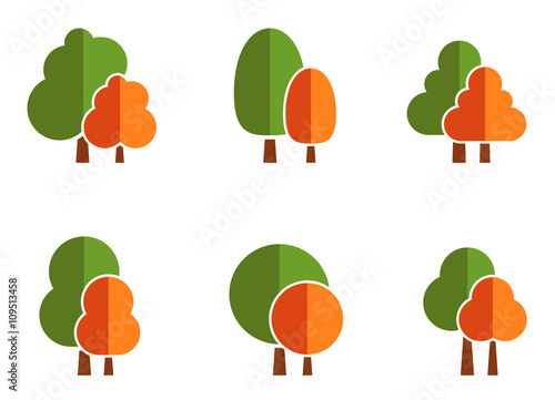 nature icons set with tree