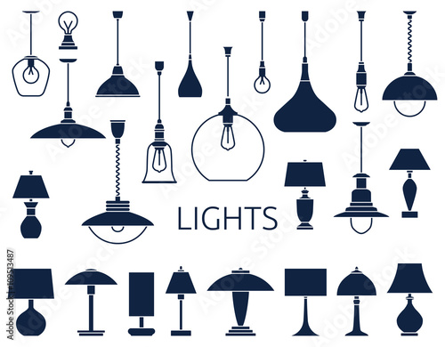 Vector icons of lamps photo