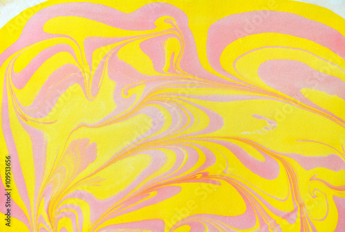 Ink marbling texture. Ebru creative background with abstract painted waves. Horizontal writing surface, endpapers in bookbinding and stationery. Unique wallpaper art illustration. Mineral texture.