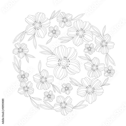 PrintAdult Coloring Book Floral Pattern - vector eps 10