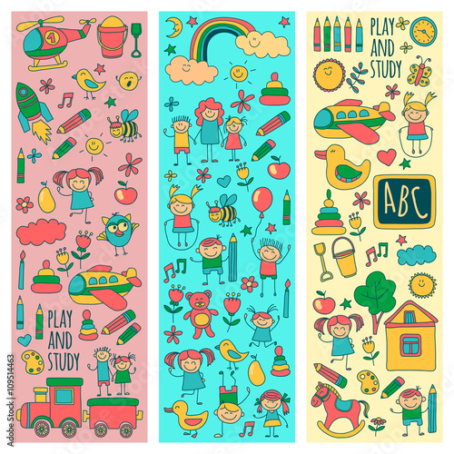 Vector set of kindergarten images