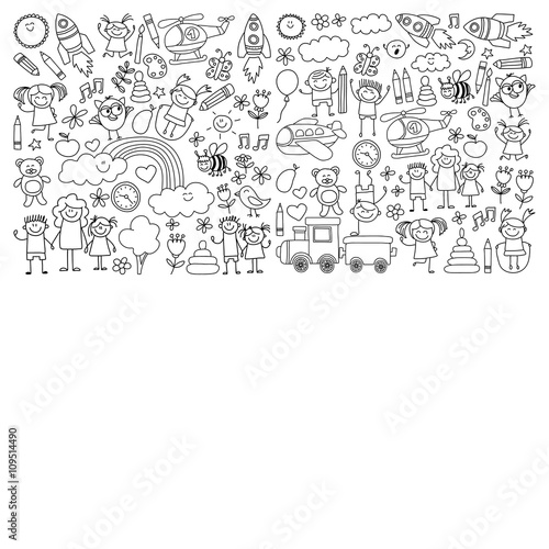 Vector set of kindergarten images