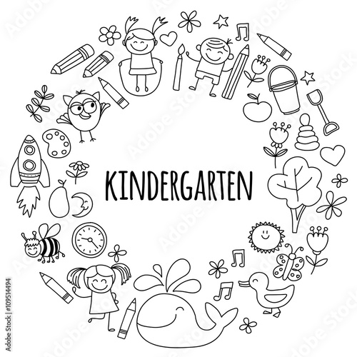 Vector set of kindergarten images