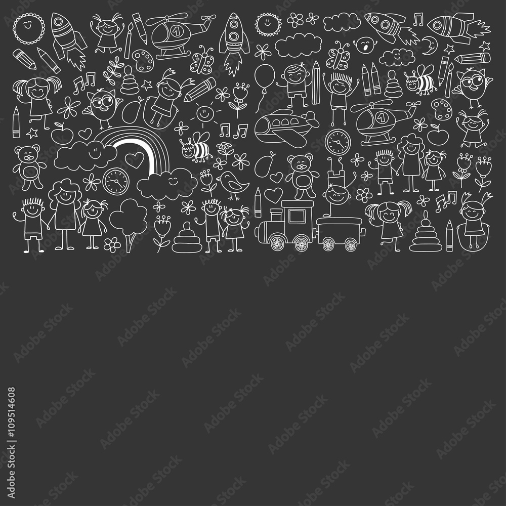 Vector set of kindergarten images Vector set of kindergarten images