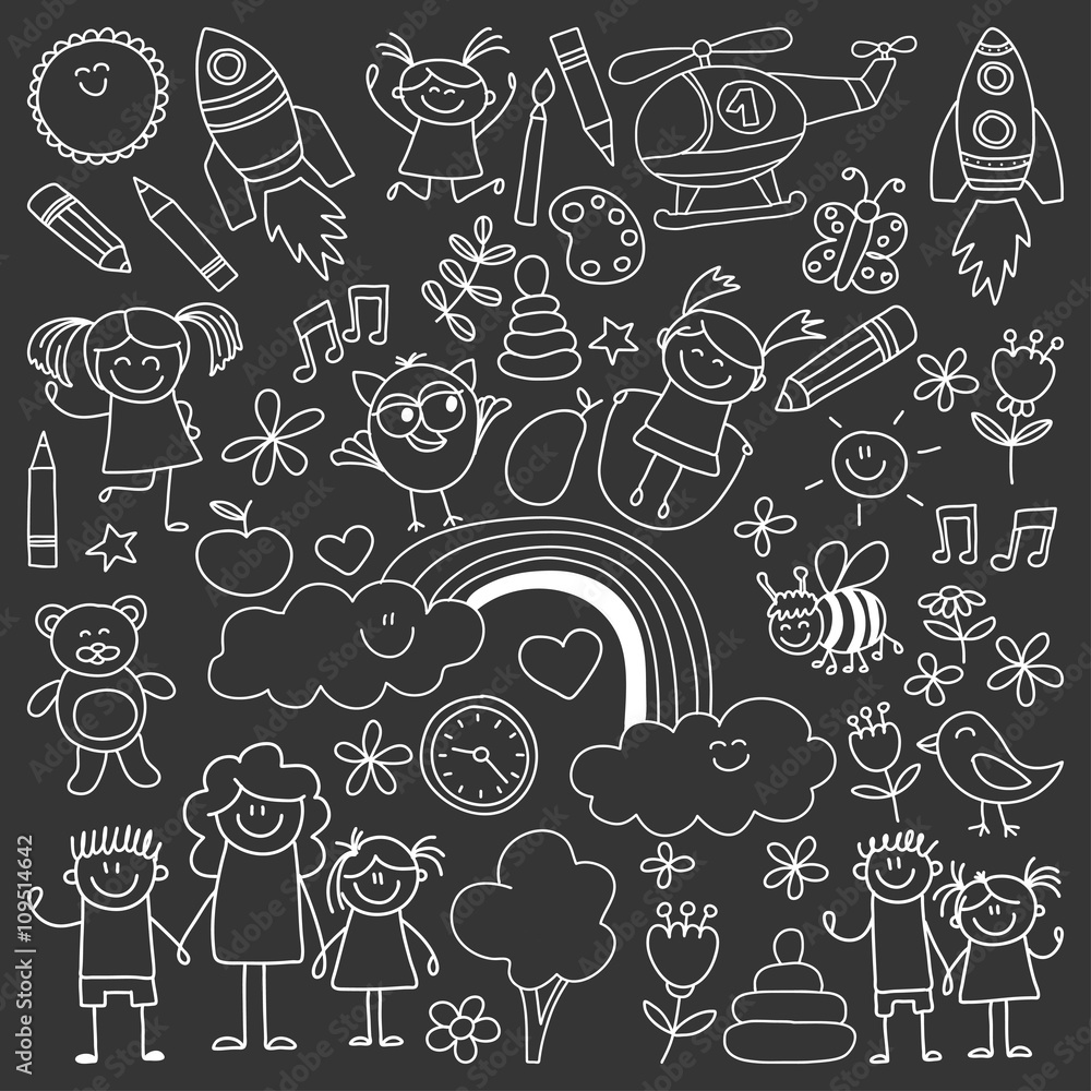 Vector set of kindergarten images Vector set of kindergarten images