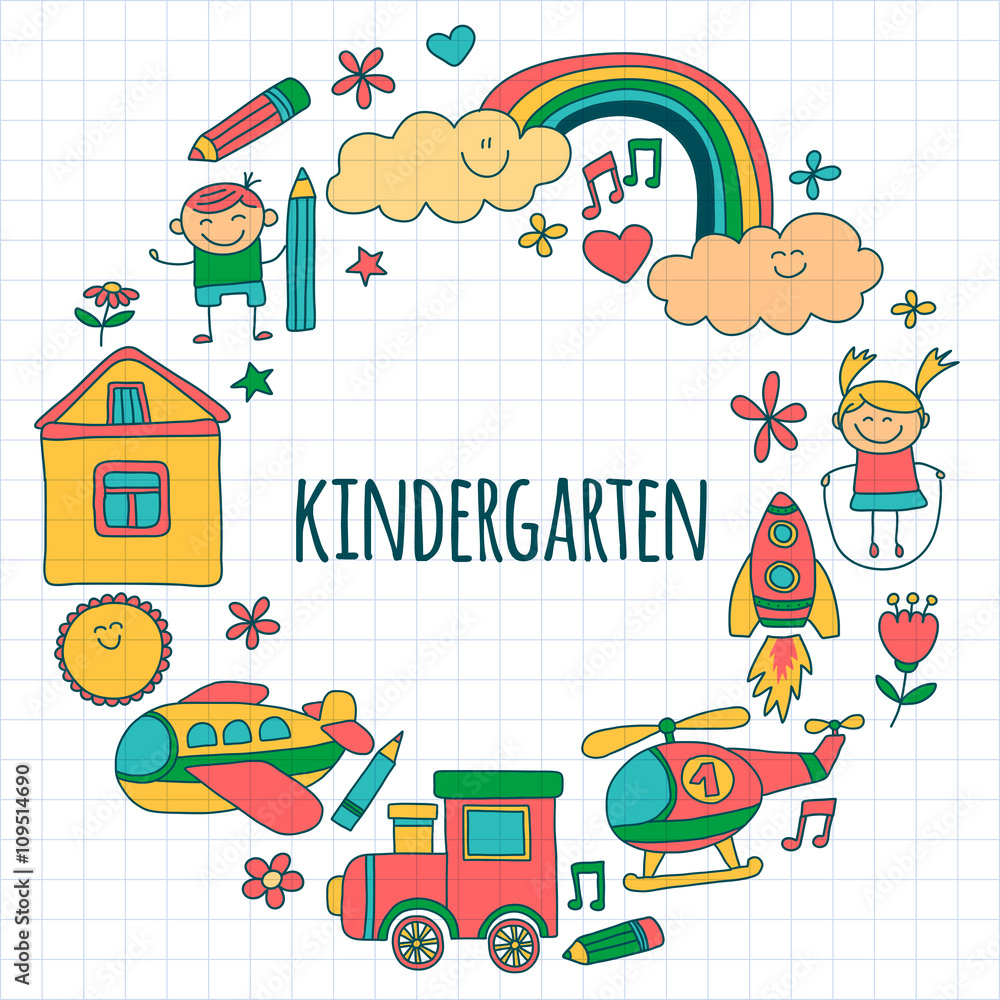 Vector set of kindergarten images Vector set of kindergarten images