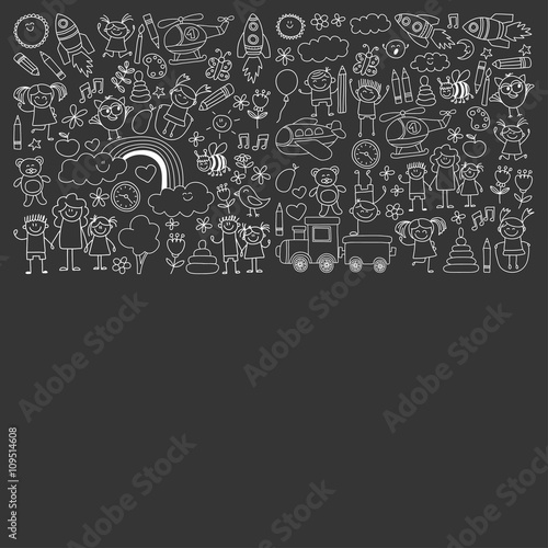 Vector set of kindergarten images