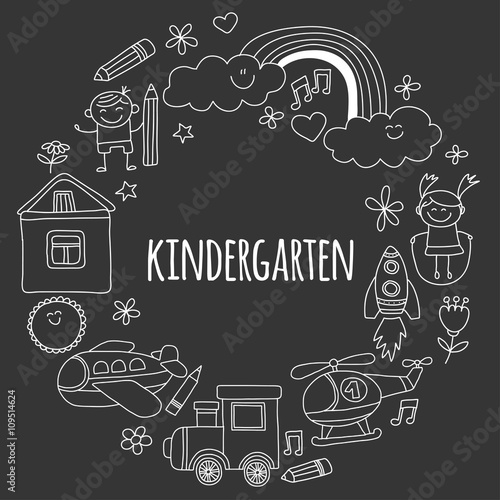 Vector set of kindergarten images