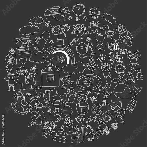 Vector set of kindergarten images