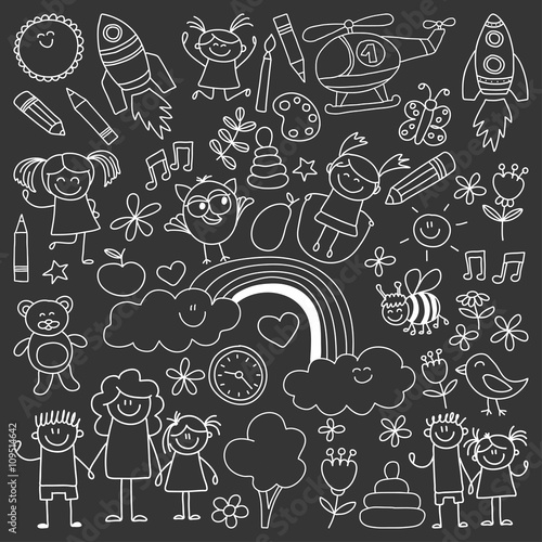 Vector set of kindergarten images