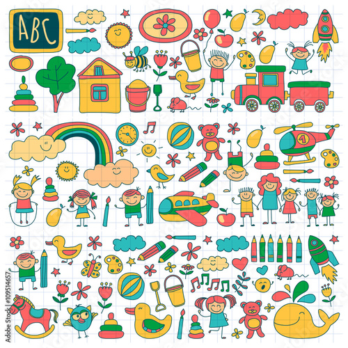 Vector set of kindergarten images