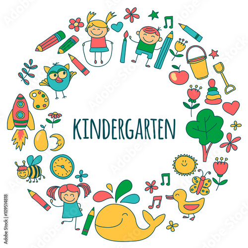 Vector set of kindergarten images