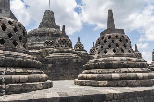 Ancient stupas inside Borobudur temple