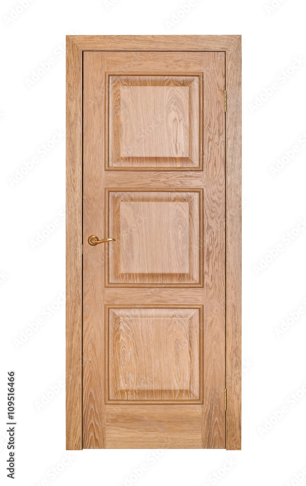 Modern brown room door isolated on white background