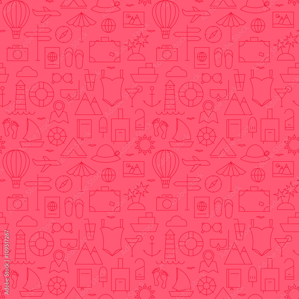 Summer Line Travel and Resort Pink Seamless Pattern Summer Line Travel and Resort Pink Seamless Pattern