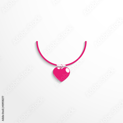 Pendant in the shape of a heart. Vector icon.