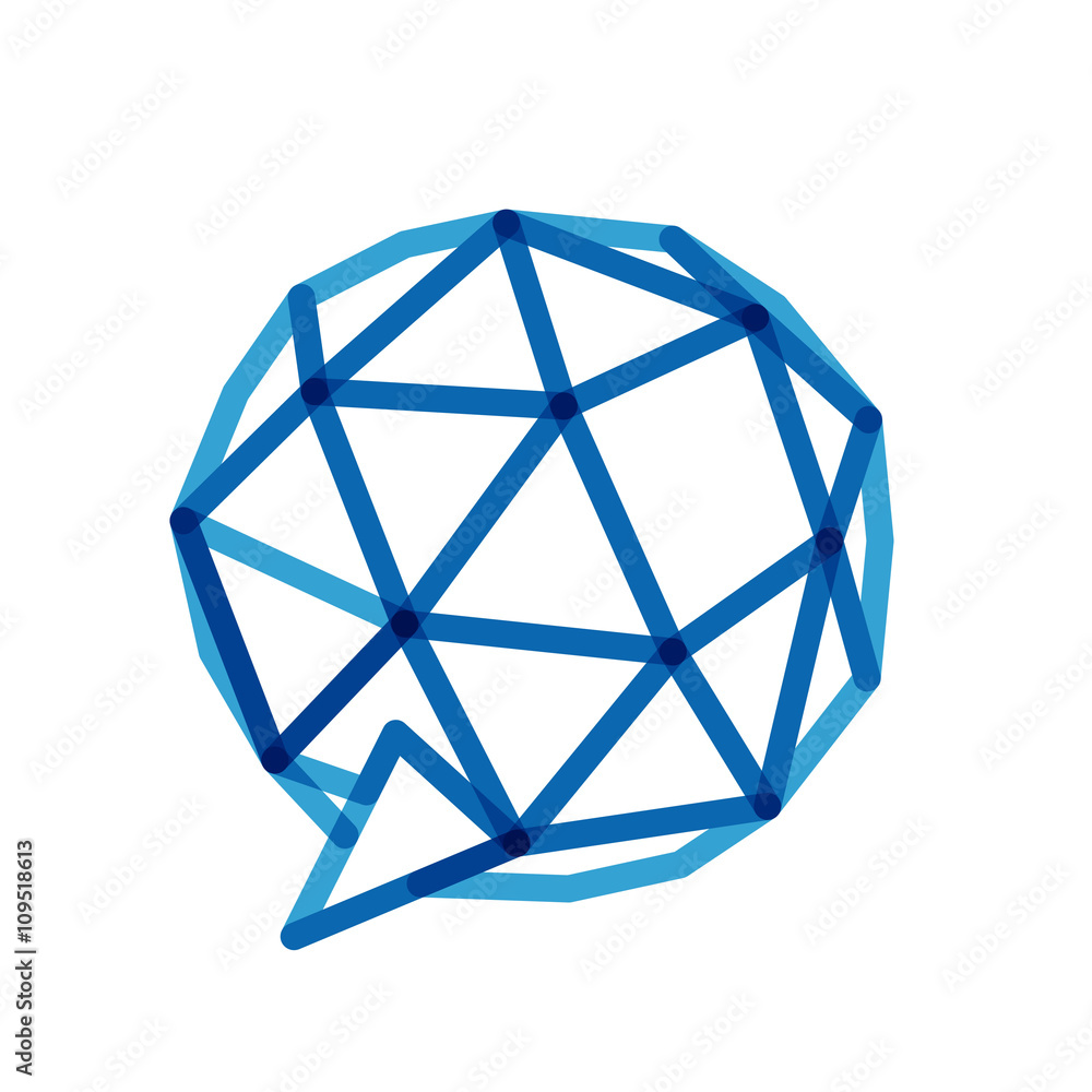 Low poly line sphere speech bubble logo. Low poly line sphere speech bubble logo.