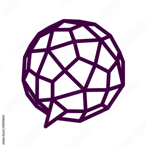 Low poly line sphere speech bubble logo.
