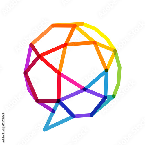 Low poly line sphere speech bubble logo.