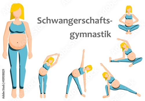 Kollektion von Frauen bei der Schwangerschaftsgymnastik
