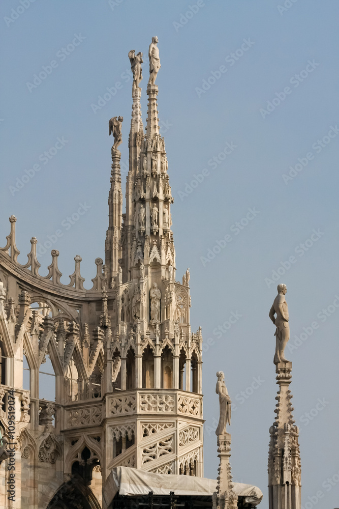 Detail of the skyline of the Duomo in Milan Detail of the skyline of the Duomo in Milan
