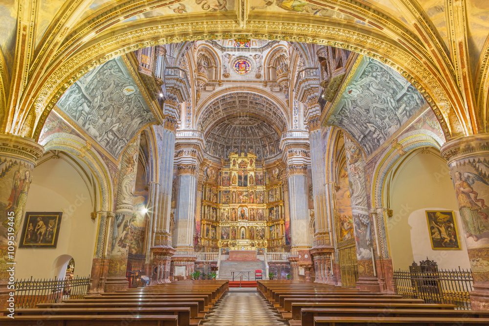 GRANADA, SPAIN - MAY 29, 2015: The nave of church Monasterio de San Jeronimo.